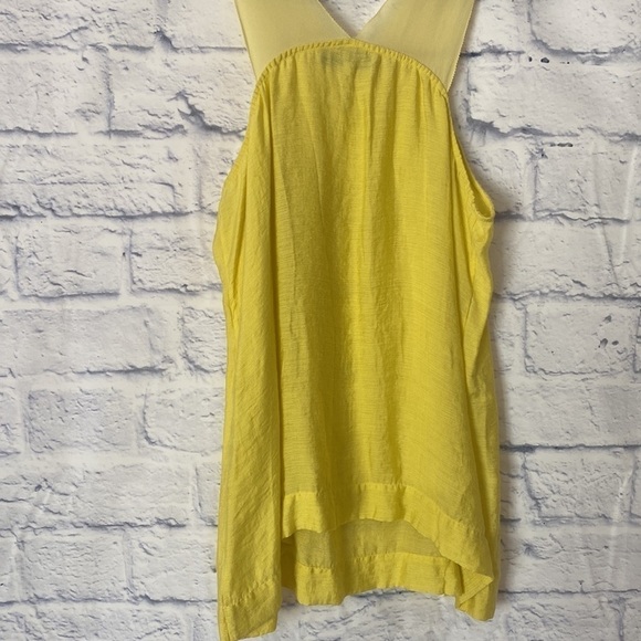 BCBGMaxAzria Runway yellow sheer strap sleeveless top medium - Picture 3 of 6